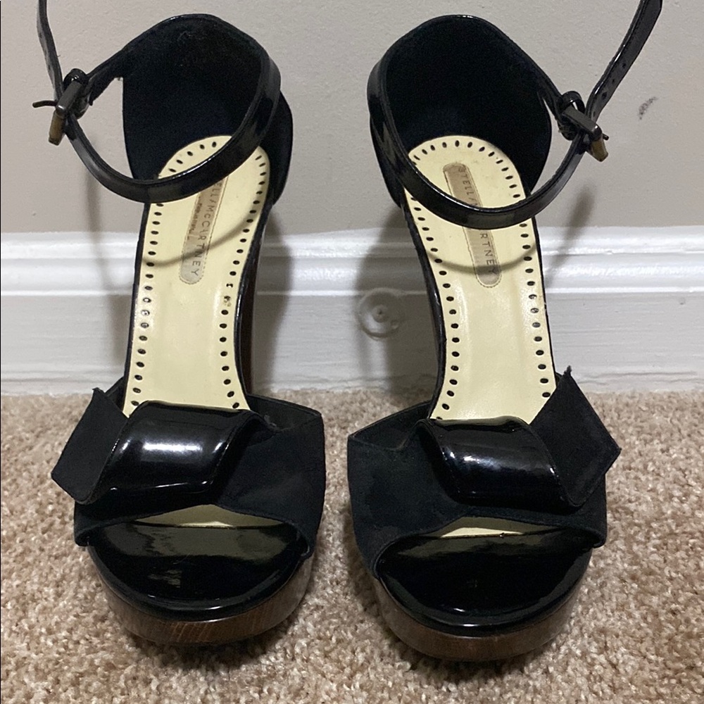 STELLA MCCARTNEY | Black Platform Suede Heels | 38 1/2